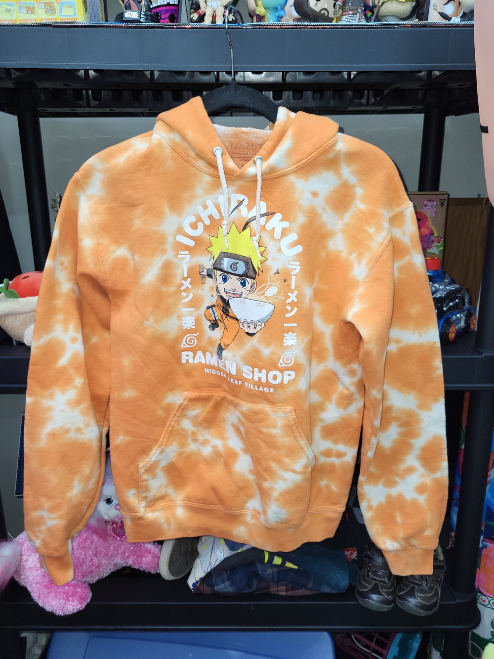 Naruto Shippuden Ichiraku Ramen Shop on Orange Wash Unisex Pullover Hoodie Small